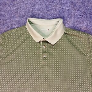 UNTUCKit Mens XL Polo Shirt Green Diamond Pattern Short Sleeve Casual Top‎